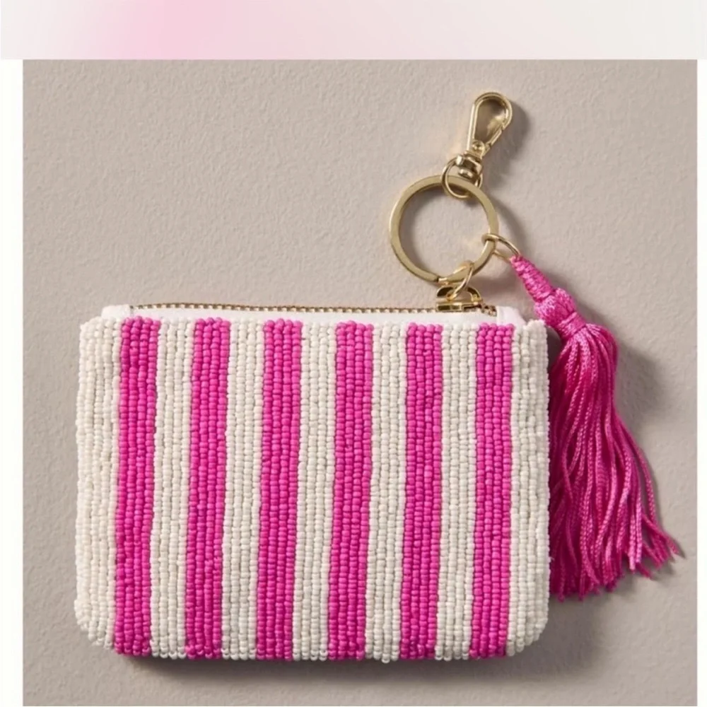 New Anthropologie Beaded Watermelon Keychain Coin purse